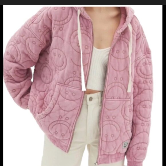 Urban Outfitters Quilted smiley zip up hoodie - oversized - Picture 2 of 5
